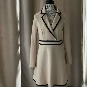 SHEIN Classic Collar Dress - Cream w/Black Trim (Size Large)